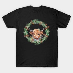 Winter Cow Wreath T-Shirt